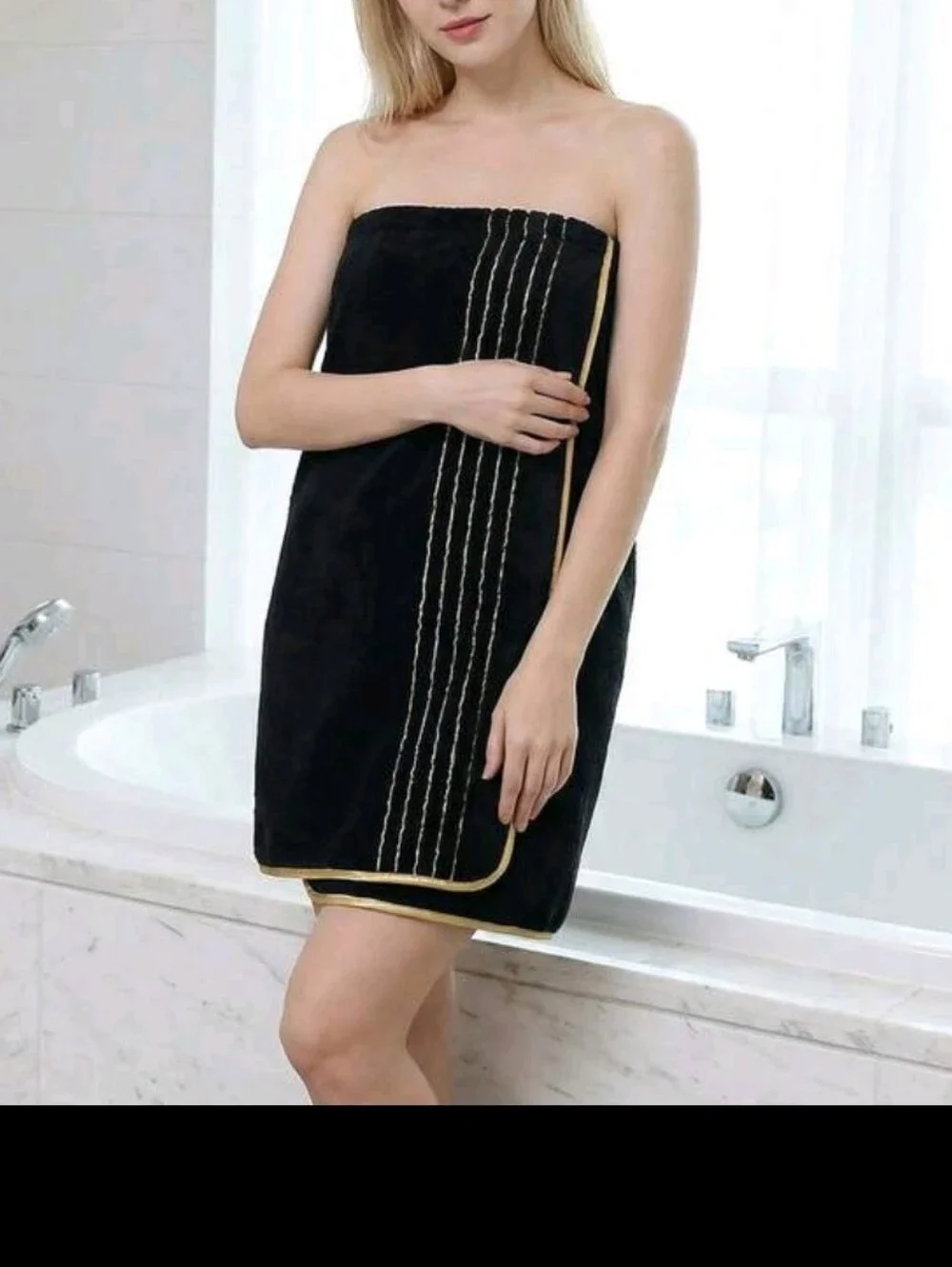Black Towel Set with Gold Trim - 8 Pieces